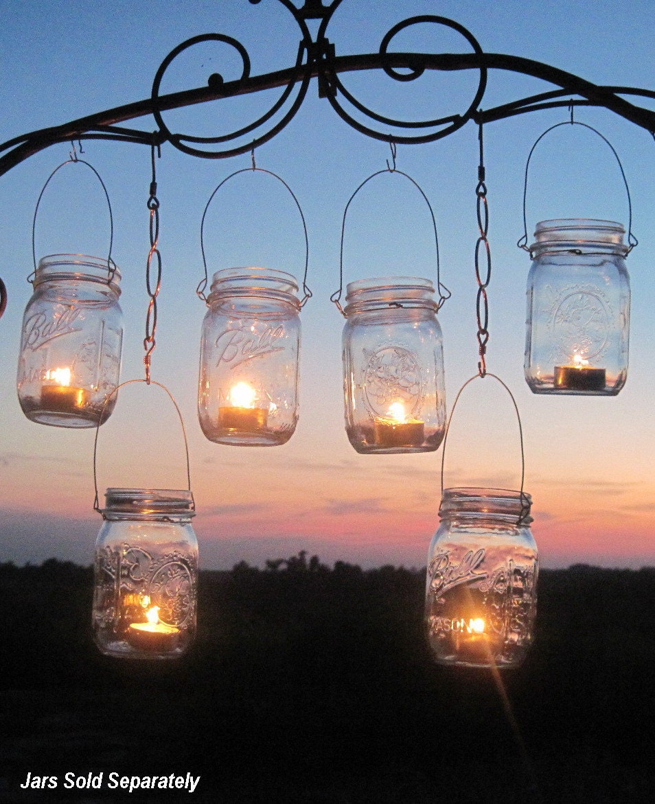 DIY Mason Jars Lanterns Wires, 6 DIY Hanging Wire, Handmade Party Luminaries, Attach to Jar, Lanterns Kit by TreasureAgain