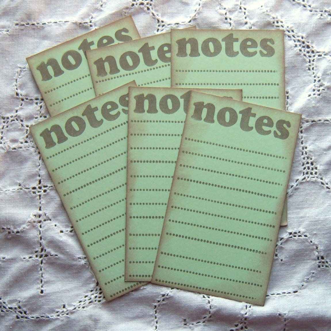 NOTES Lined Journaling Cards Mint Green and Brown - Vintage inspired