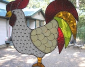 LT Stained glass OOAK Rooster Chicken Panel