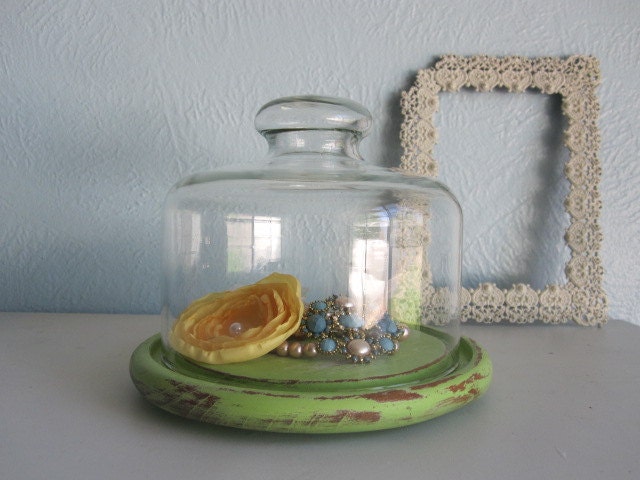 Distressed Wooden Cloche Display
