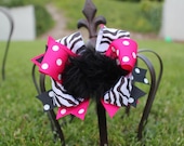 STOREWIDE SALE Couture Over The Top Safari Triple Boutique Bow with Marabou -See Coupon Code in Shop-