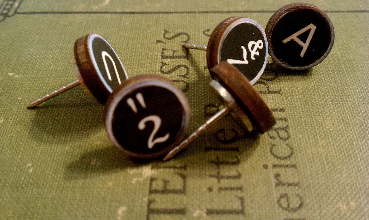 Vintage Style Typewriter Key Push Pins Magnets - Qty 5 - Old School Retro Industrial Office College