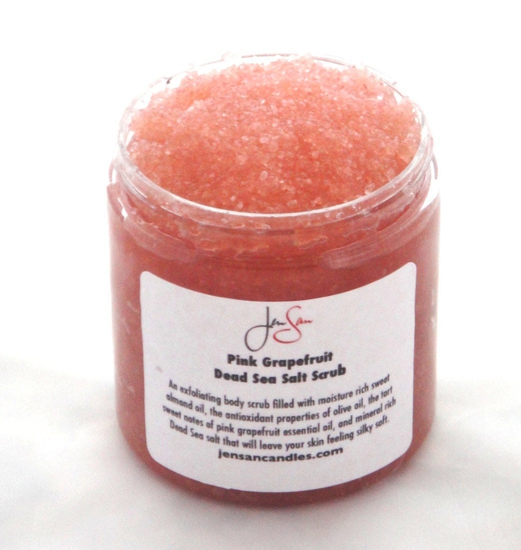 Pink Grapefruit Dead Sea Salt Body Scrub with Sweet Almond and Olive oils...Small 8 oz container