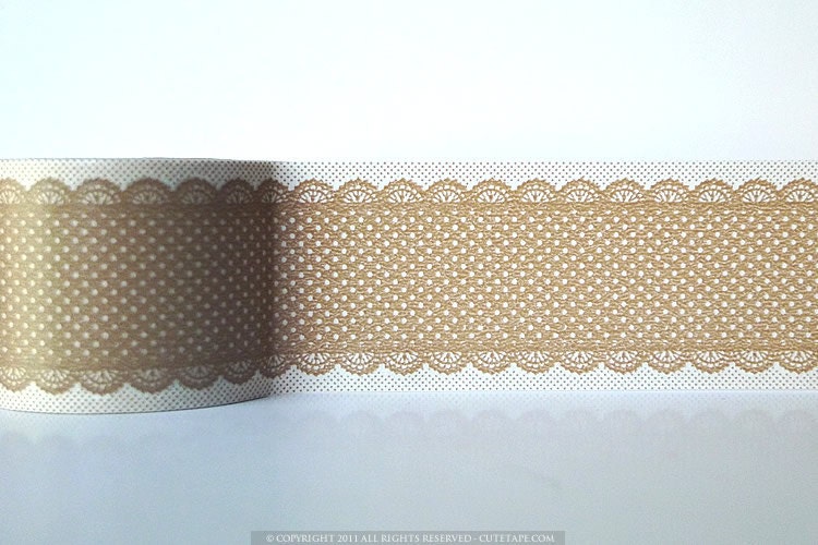 Natural Brown Deco Tape Lace Dots Japanese Tape - 38mm