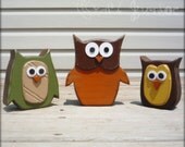 Fall woodland owls trio
