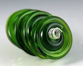 RESERVED for Fire Divas Team Treasury Giveaway - Green Disks - Handmade Lampwork Beads
