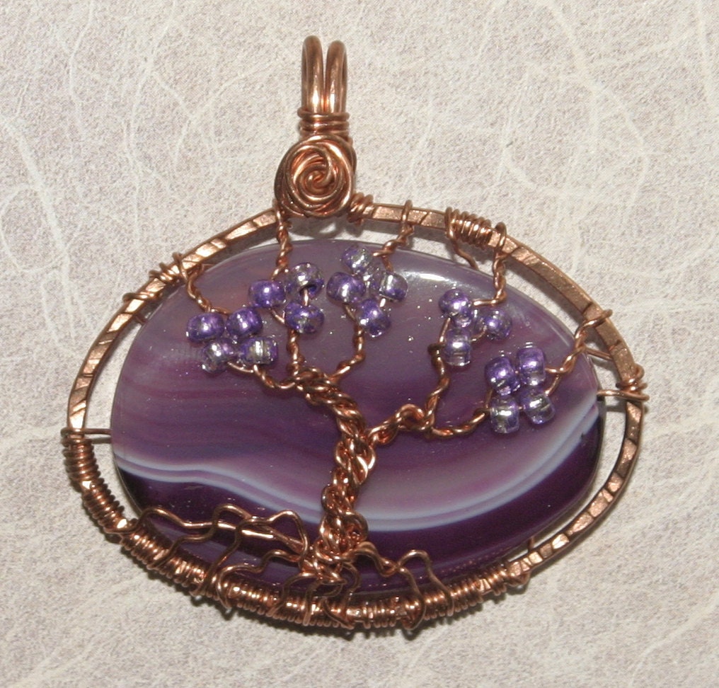 Tree of Life Wire Wrapped Copper Pendant in Purple