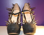 Size 10 black canvas mary jane style Spiked Heel, loaded with 7 different spikes.