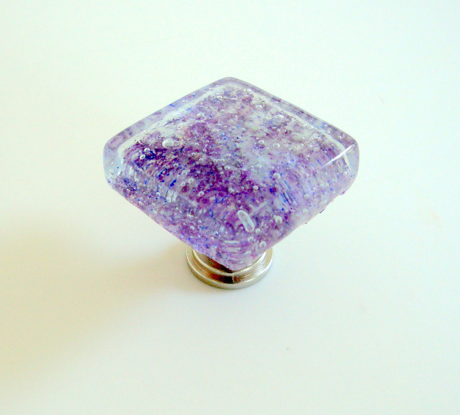 Lavender Fused Glass Cabinet Knob Drawer Pull Hardware