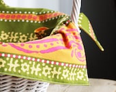 Basket Liner - Green and Yellow WIth Orange - Reversible