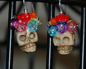 Dead Frida Earrings - Bone Skulls