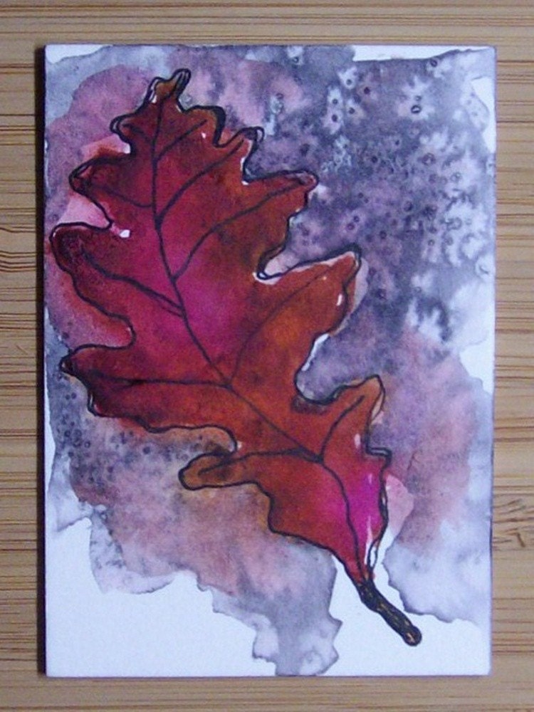 ACEO Oak Leaf Watercolor