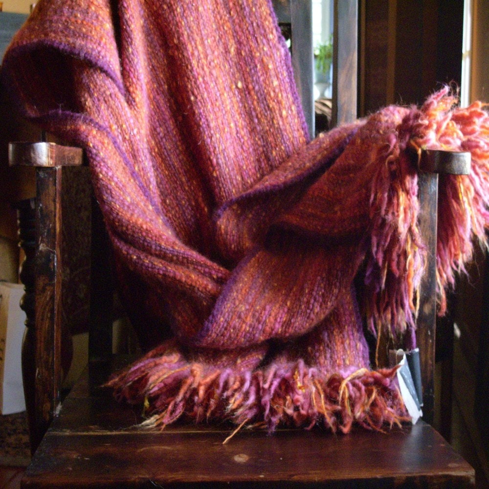 handwoven wool wrap ..The Lava Flow