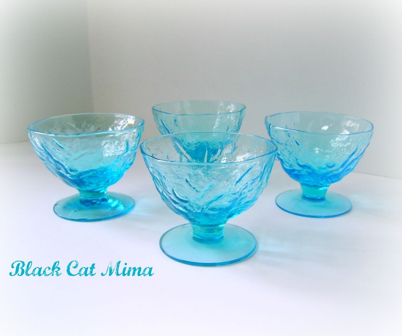 Seneca Driftwood Blue Sherbets - Set of 4 Vintage Dessert Cups