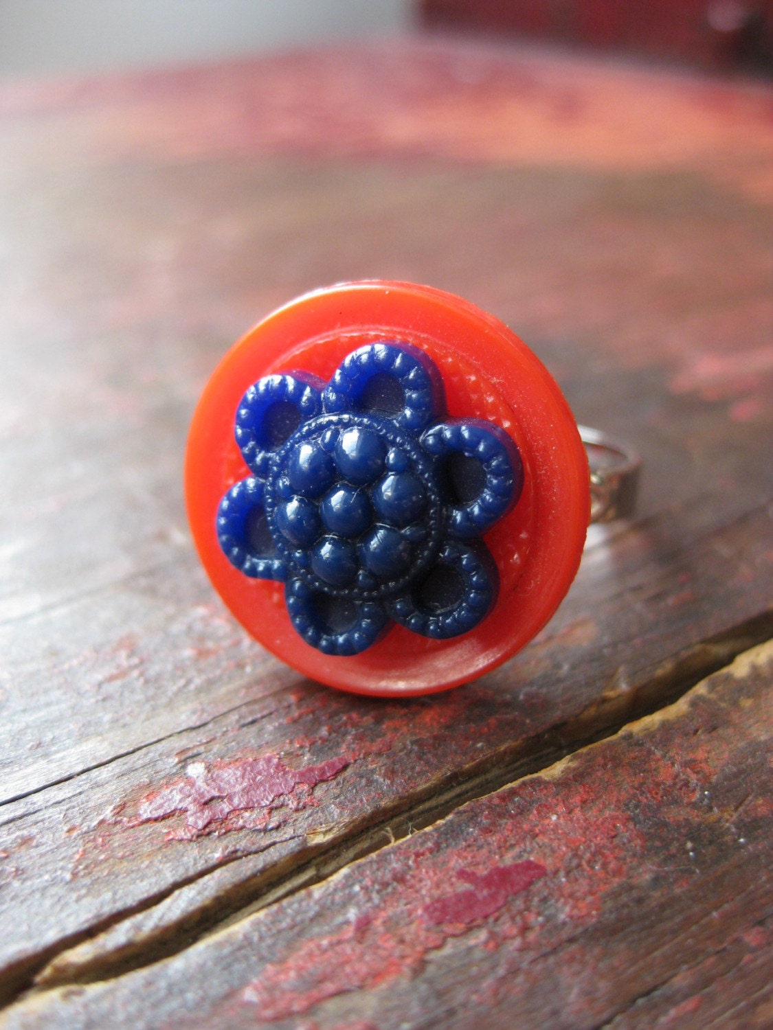 4th of July - Vintage Button Ring