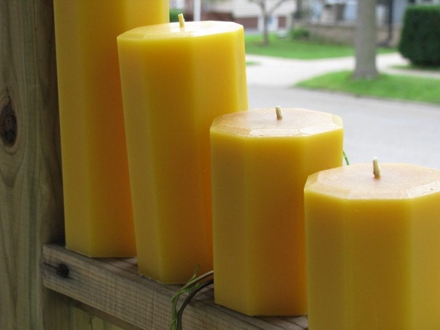 3 Inch Octagon Beeswax Pillars Candle - Your Height Choice