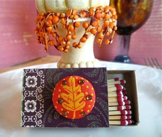 Small Autumn/Fall Leaf Matchboxes-FREE SHIPPING- Set of 3