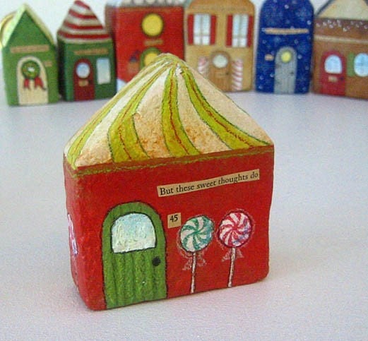 Paper Mache - Chubby Little House Number 45 - But these sweet thoughts do - Papier Mache