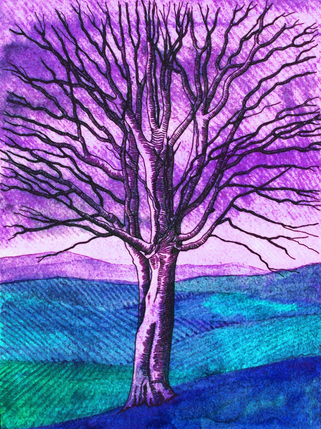 Ghost Tree (purple) - Giclee Fine Art Print