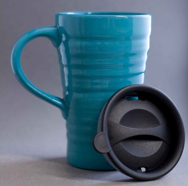 16oz ceramic travel mug with lid
