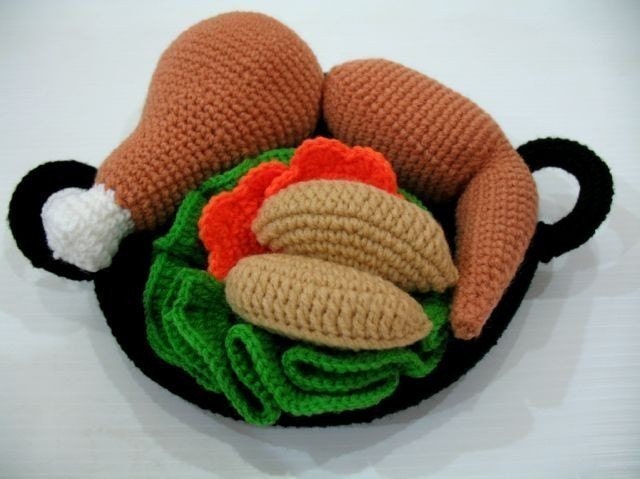 Crochet Pattern - CHICKEN HOT WOK- Toys / Playfood - PDF