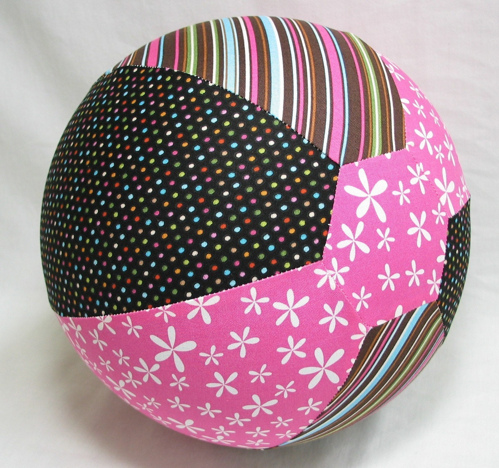 reserved for Christy - Balloon Ball TOY - Girly FUN Fabric - Hot Pink and Chocolate Brown