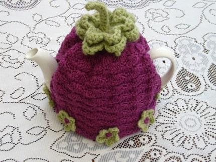 Crochet Tea Cosy with stalk and flowers (Made to order)