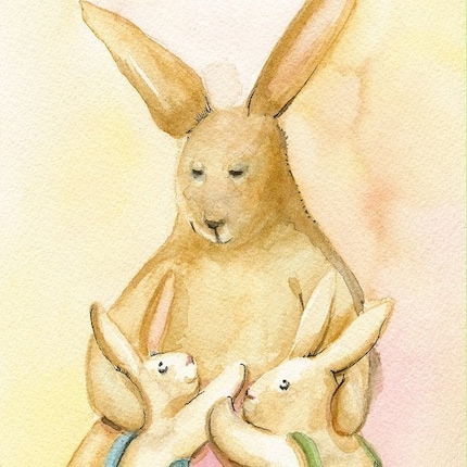 Nursery Art, children's room art - Rabbit art -The boys - Print