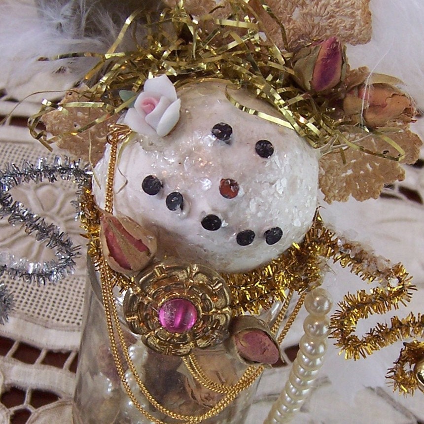 Snow Lady Folk Art Ornament
