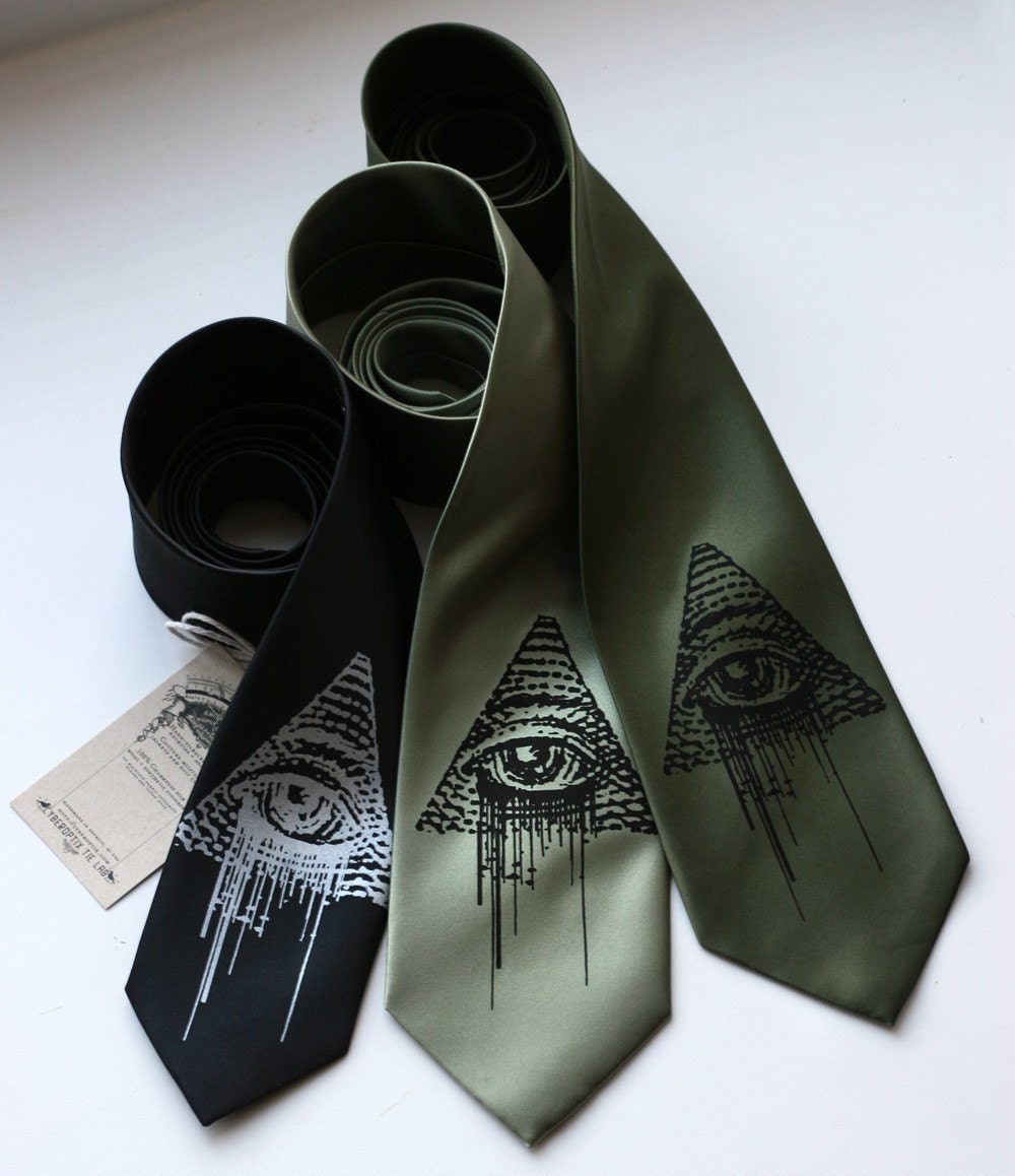 All-Seeing Eye, new world order screenprinted necktie