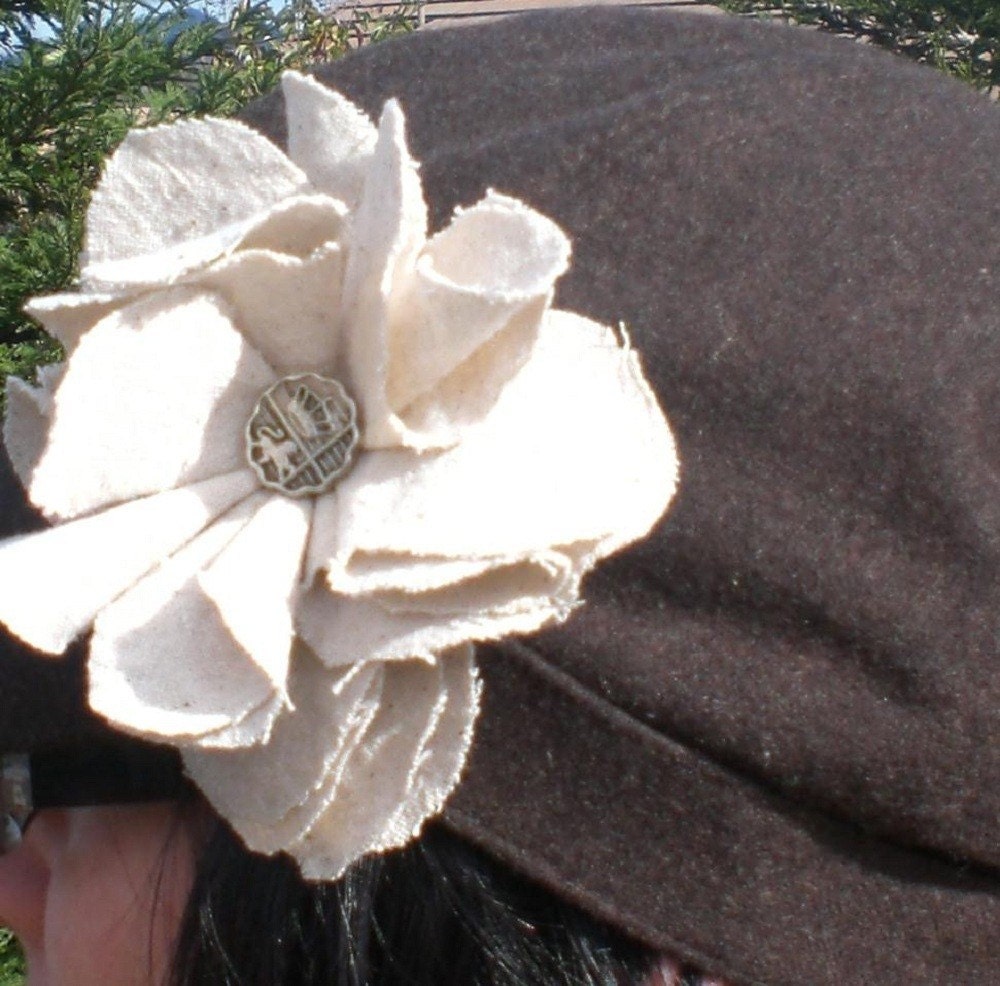 Burlap Flower Lapel Pin or Hair Clip-Made for Spring by TheSmithHotel