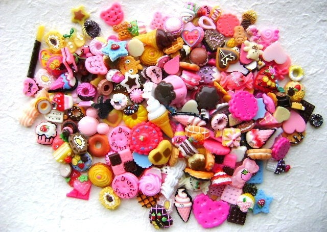 Cute Japanese Cabochons 200 BIG Set Mix Sweets Only SPECIAL PACK B