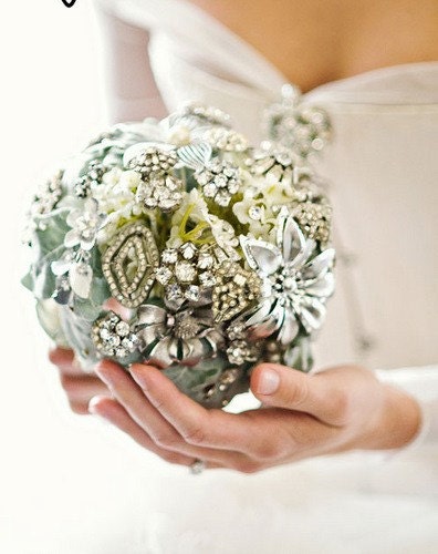 Custom information for heirloom jeweled bouquet