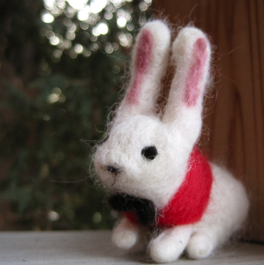 needle felted white rabbit / waldorf miniature from alice in wonderland