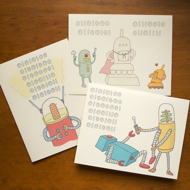 Robot Greeting Cards - THANK YOU - 3 Pack