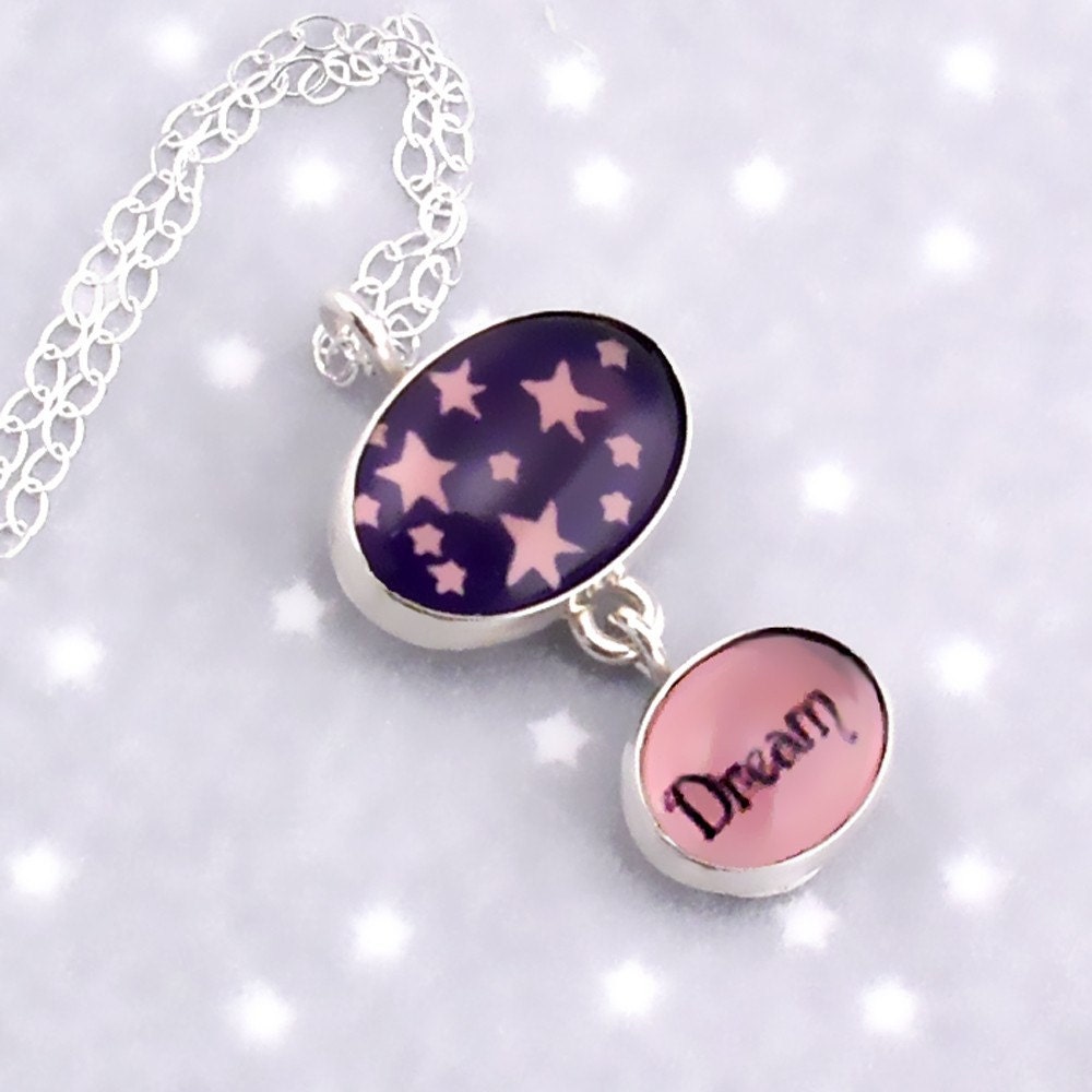 Purple Dream Necklace with Stars in Silver and Glass