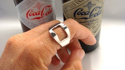 Open your beer  -  woman metal opener bottle ring