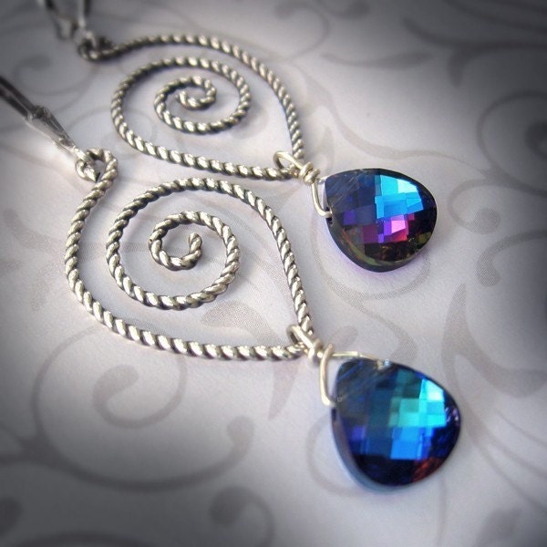 SUZANNE Peacock Blue Crystal and Sterling Silver by TZTUDIO sterling 