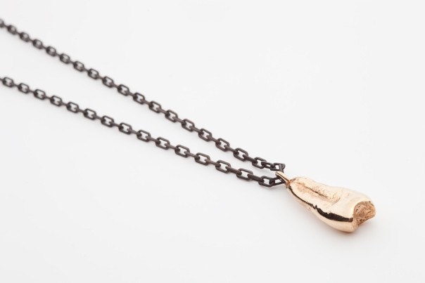 9k Solid Gold Cast Human Tooth on Sterling Silver Chain