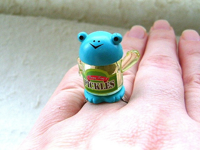 Kawaii Cute Japanese Ring - Pickles in Frog Jar