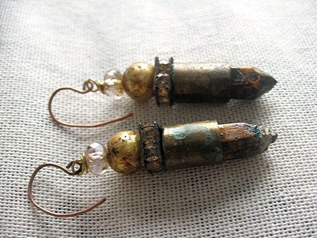 Graphite Deposit Discovered. Bullet Casing and  Pencil Stub Earrings.