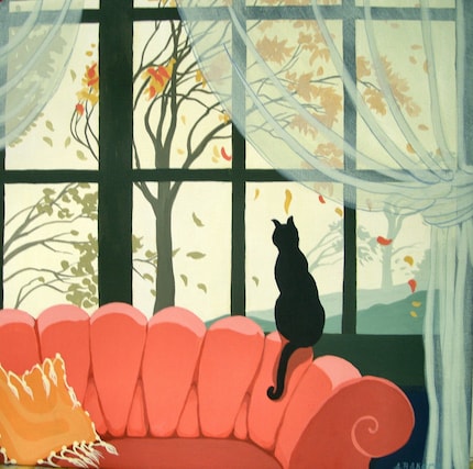 Sofa with a View retro inspired Cat Print