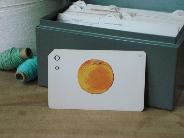 in a flash- o is for orange vintage flashcard