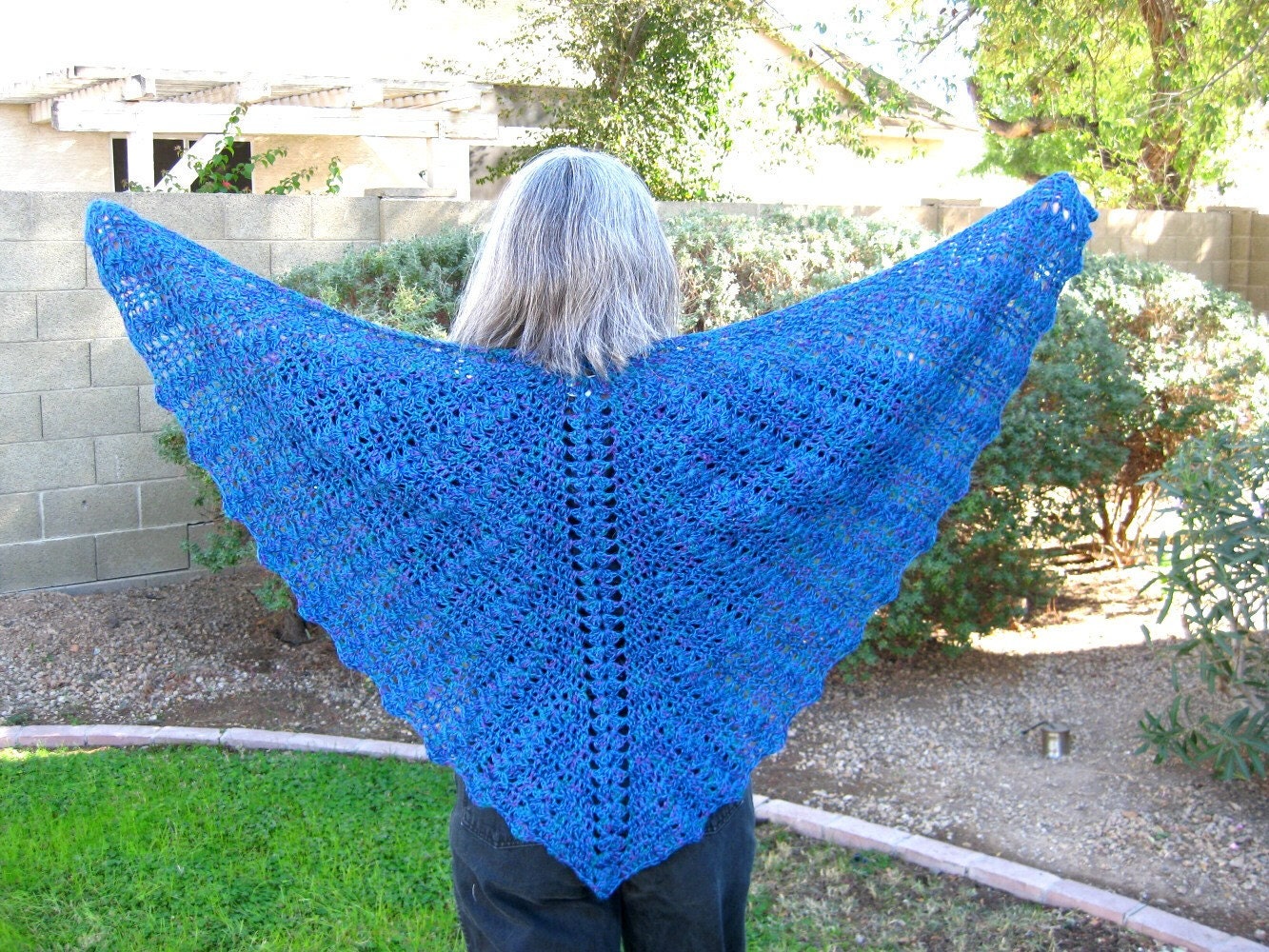 Crocheted Lace Butterfly Shawl, alpaca and silk