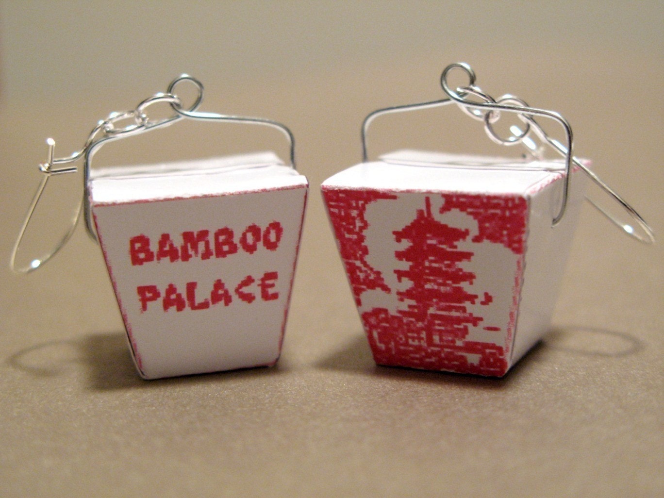 Mini Chinese Take Out Box Earrings