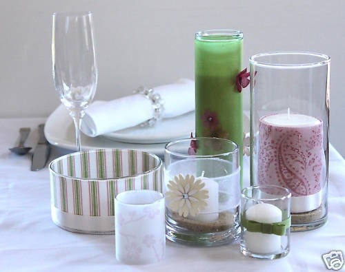 Unique Wedding Candle and Glassware Centerpiece Creations
