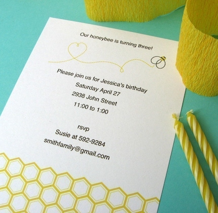 Printable Bee Baby Shower or Birthday Invitations