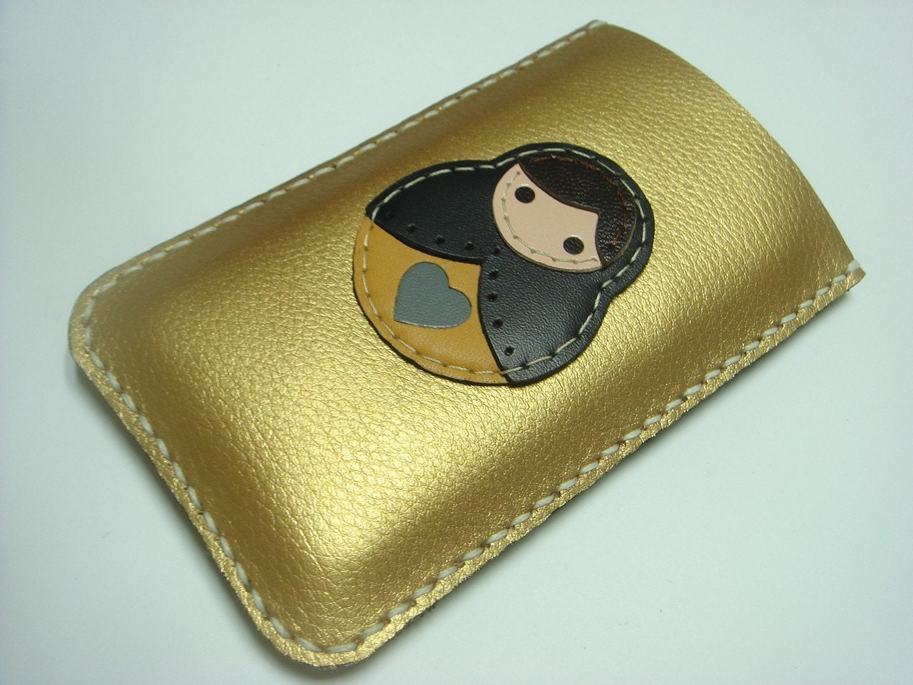 Lisa the Russian Doll Iphone Leather Case ( Gold / Black )