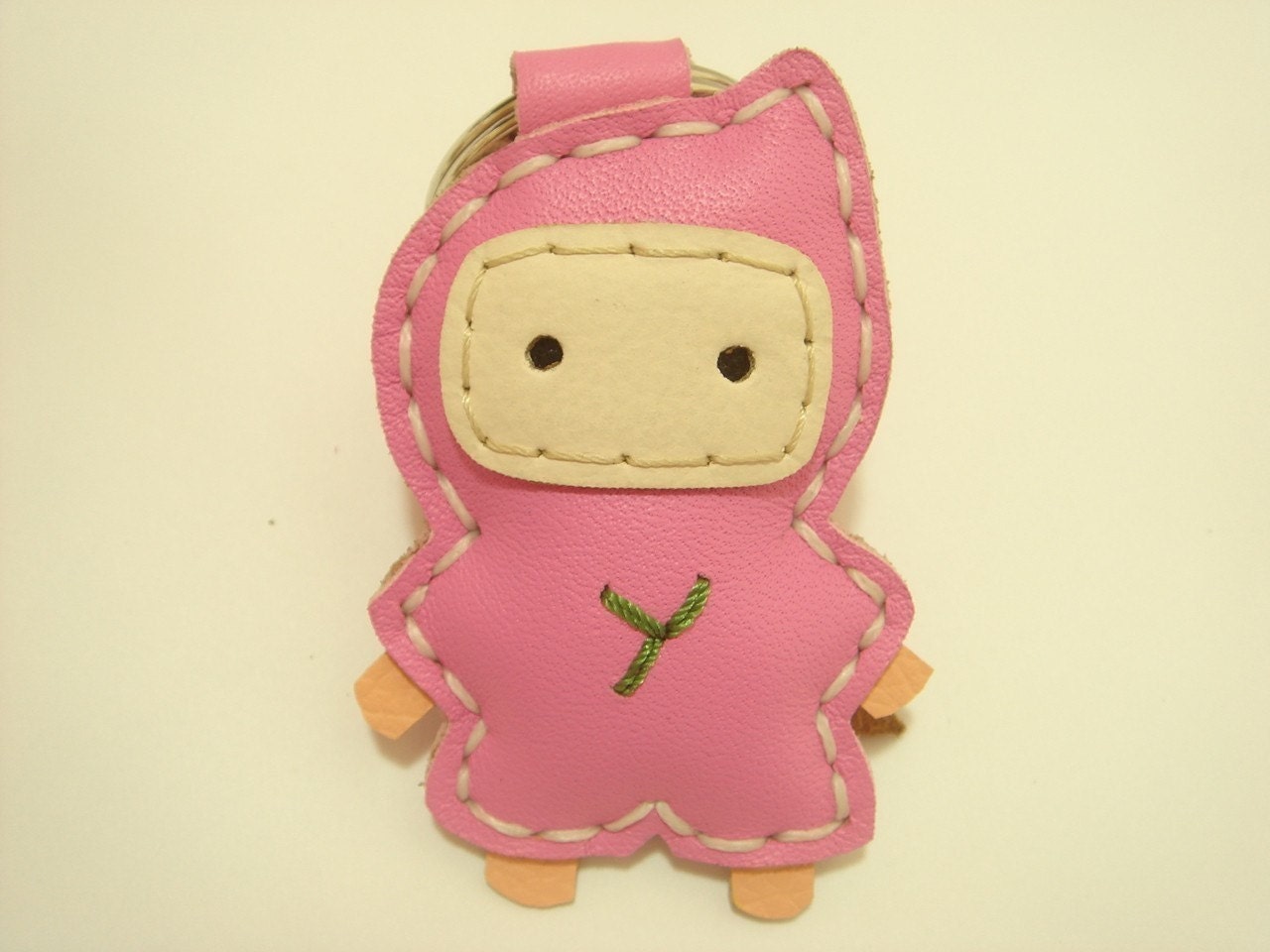 Lovely Taka the Ninja Leather Keychain ( Pink )