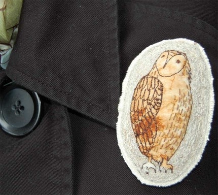 Embroidered Brooch - Large owl